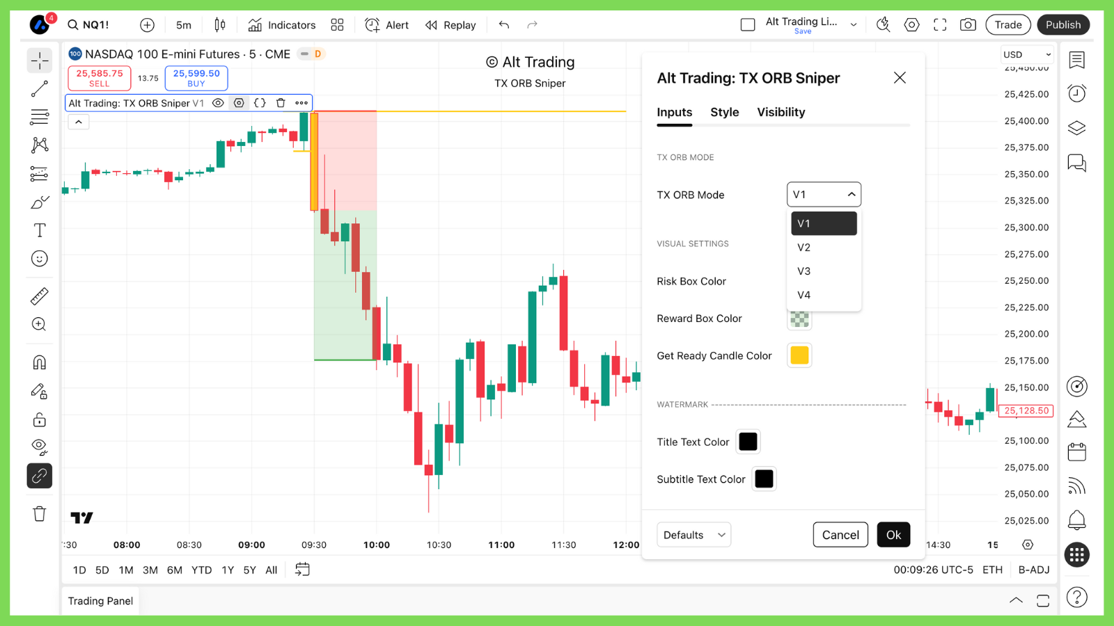 Example showing difference between V1 and V4 ORB modes