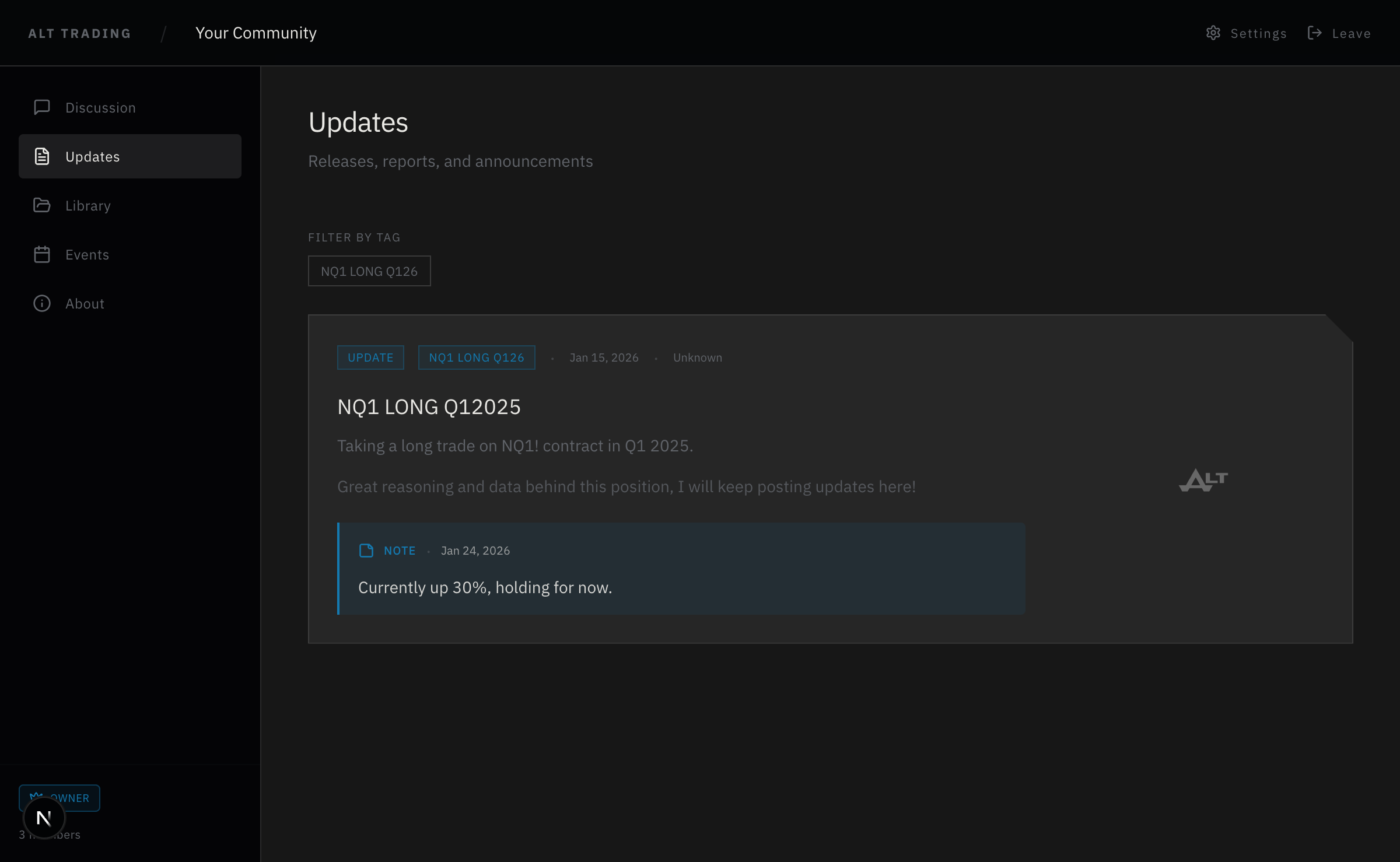 Alt Trading Pod Dashboard