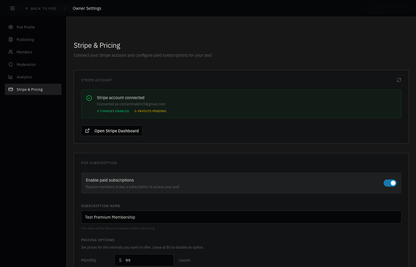 Stripe Pricing Configuration